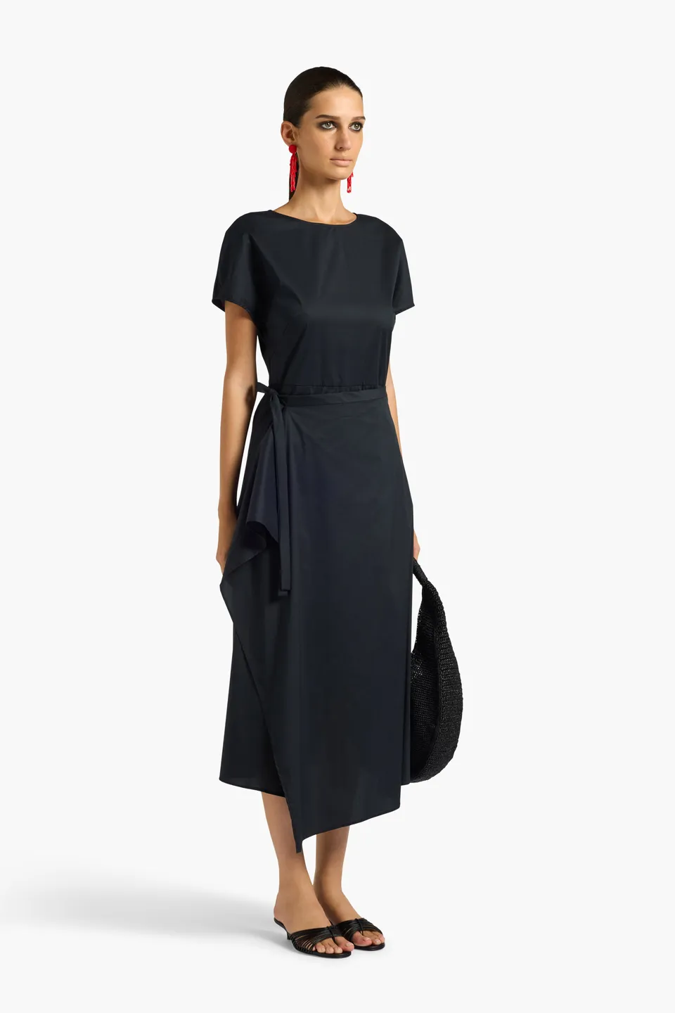 Liviana Conti Abiti Thalia robe noire popeline stretch 38-48