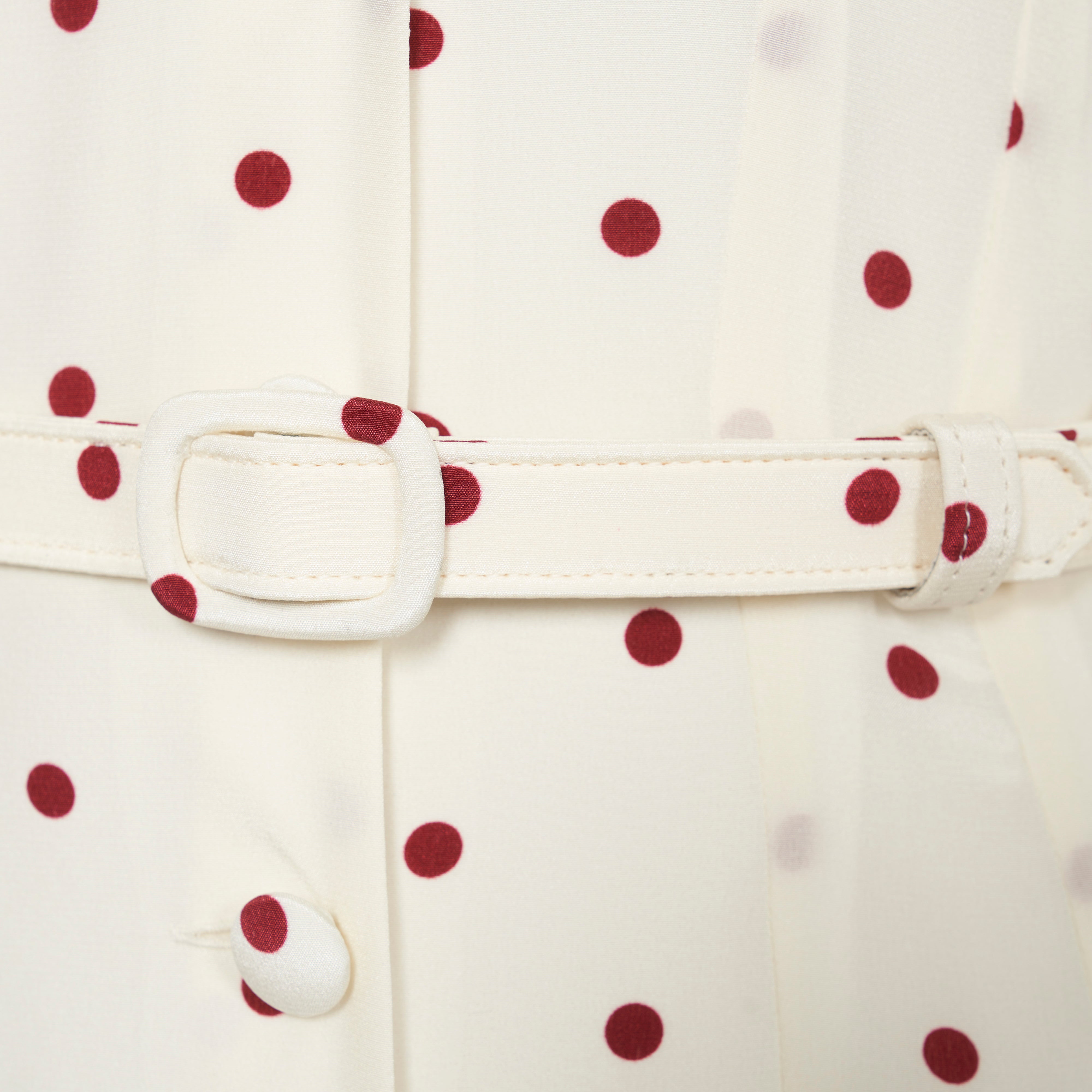 Alessandra Rich Robe soie midi pois crème-bordeaux 36