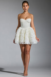 Oh Polly Embellished Evanthe 8064 robe mini corset blanc fleurs