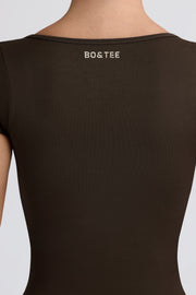 Oh Polly Super Sculpt t-shirt sport marron col carré