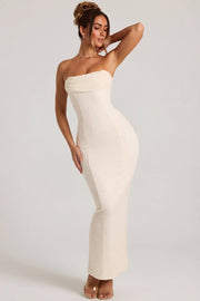 Oh Polly Palermo Robe Maxi Bustier Neige perlée