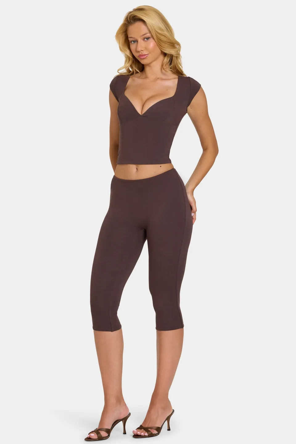 Oh Polly Lovisa legging capri chocolat en modal
