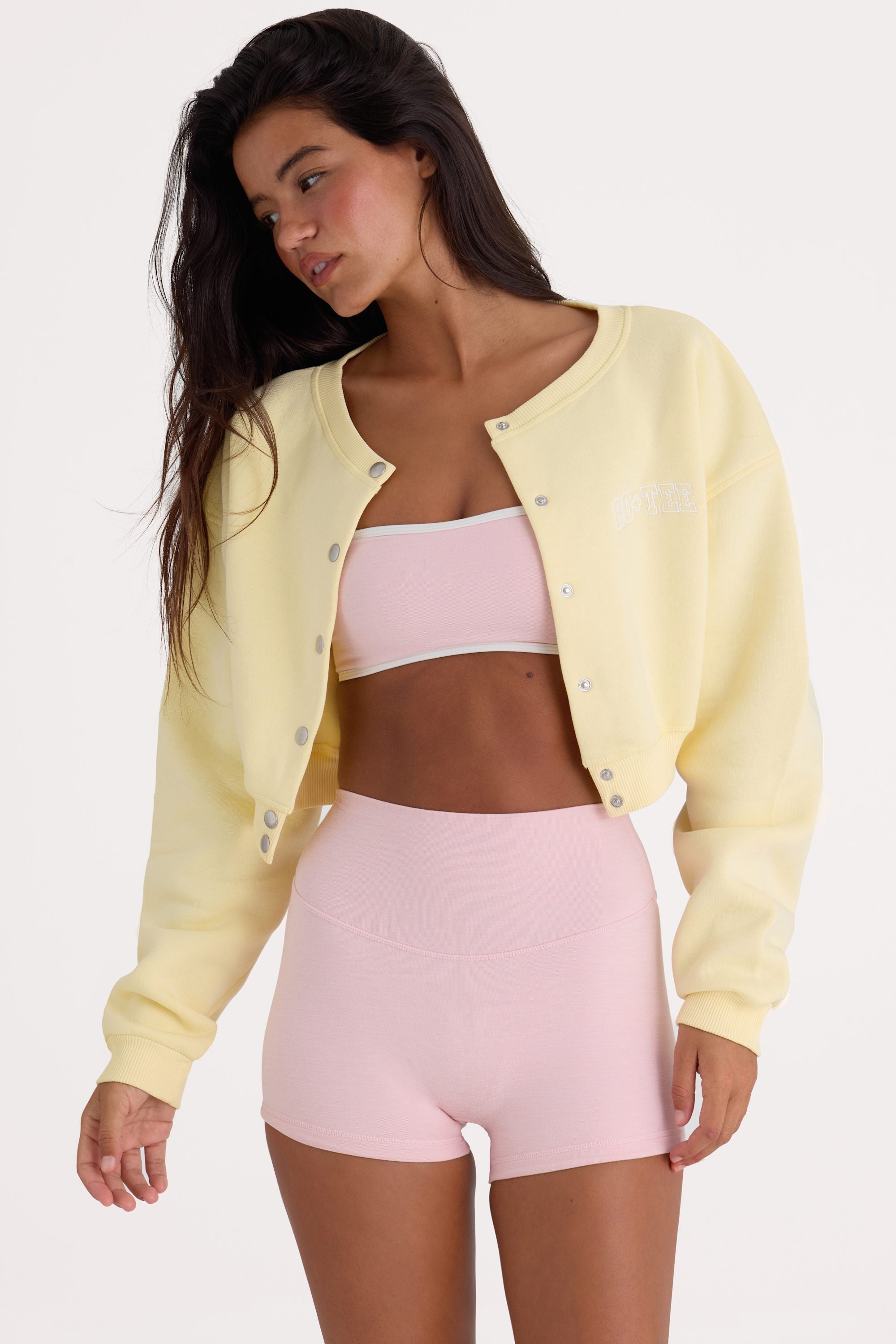 Oh Polly Gilet Cardigan Court Lemon Boutonné