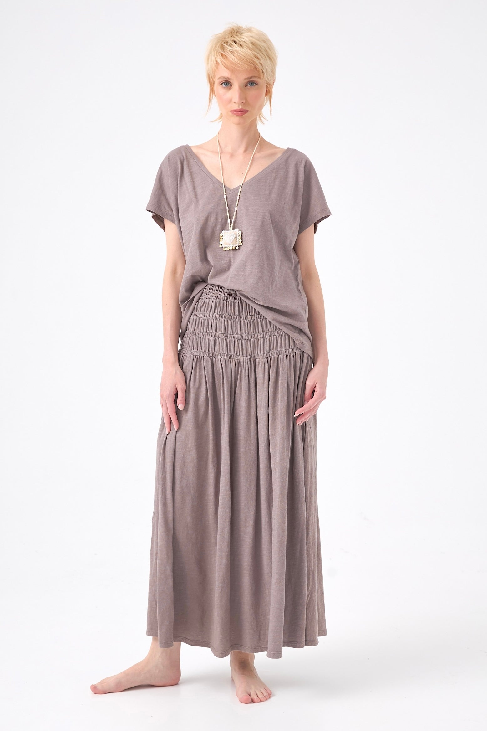 CHICOSOLEIL Jupes Jupe WENDY Gris Flanelle Coton