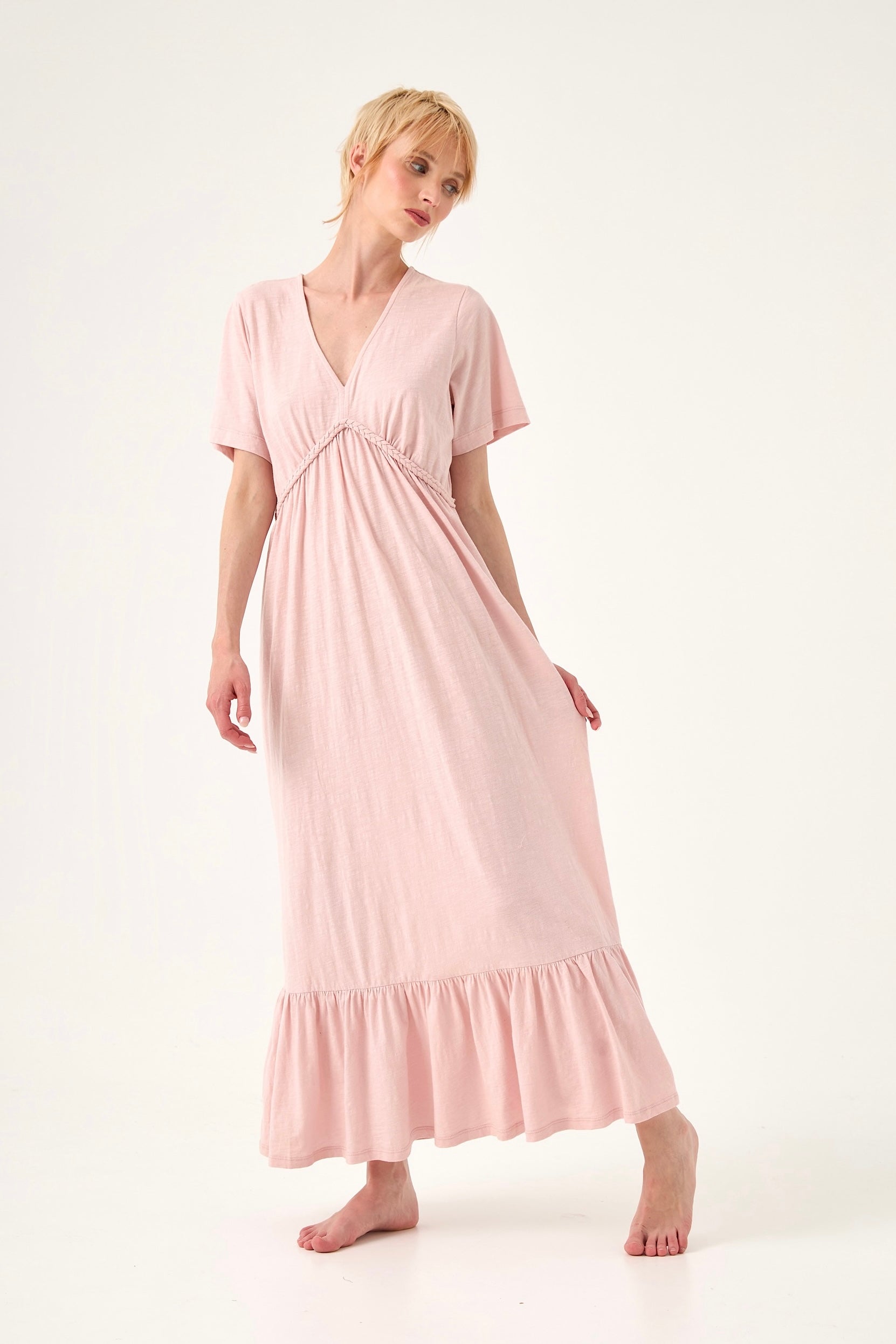 Chicosoleil Leona robe longue coton rose romance