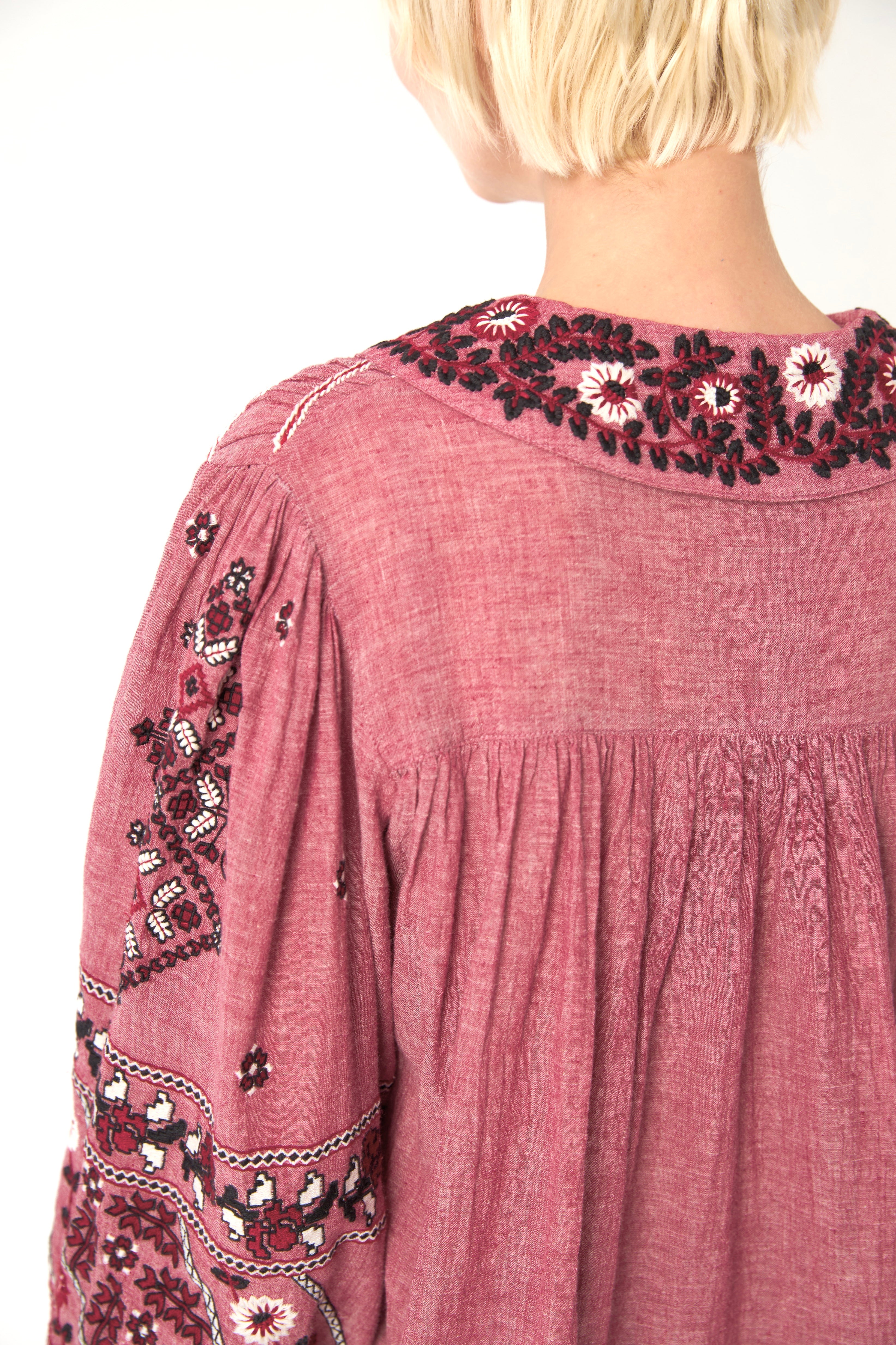 ChicoSoleil Miroki blouse coton brodée vieux rose