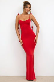 Oh Polly Aldona 8002 robe longue rouge scarlet dos nu
