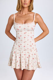 Oh Polly Evabeth robe mini rose fleuri volants froncée