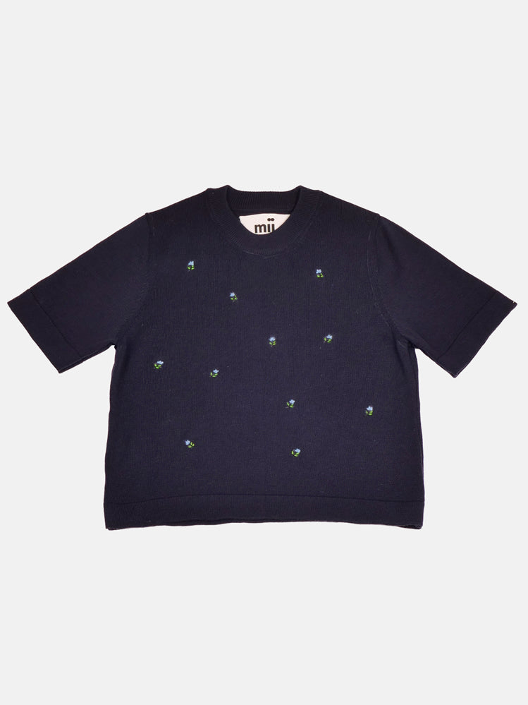 Pull Axelle Mii à table laine superfine et soie, manches courtes femme