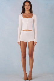 Oh Polly Shorts mini short maille ivoire taille mi-haute S