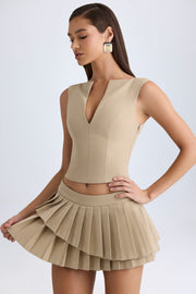 Oh Polly Nada mini jupe plissée camel taille basse