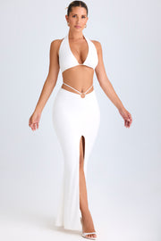 Oh Polly Zweena 10322 Jupe Maxi Blanche Fente Taille Mi-Haute