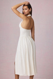 Oh Polly Farrah robe midaxi blanche broderie anglaise