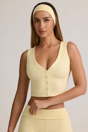 Oh Polly Lene 14140 débardeur jaune crème côtelé modal