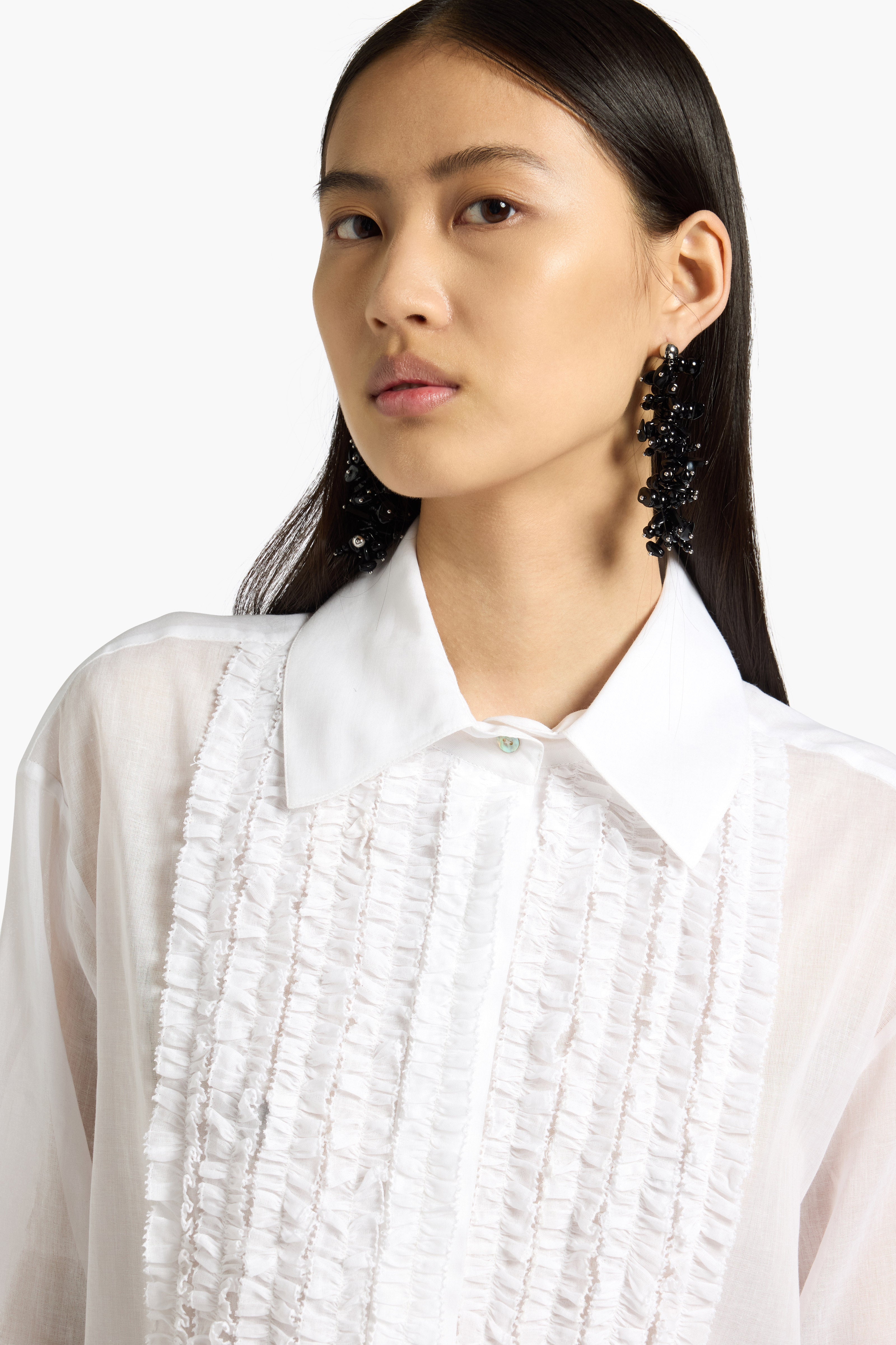 Liviana Conti Celie chemise coton noir volants