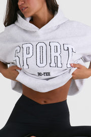 Oh Polly Knitwear Varsity BT0802 sweat à capuche gris chiné coton