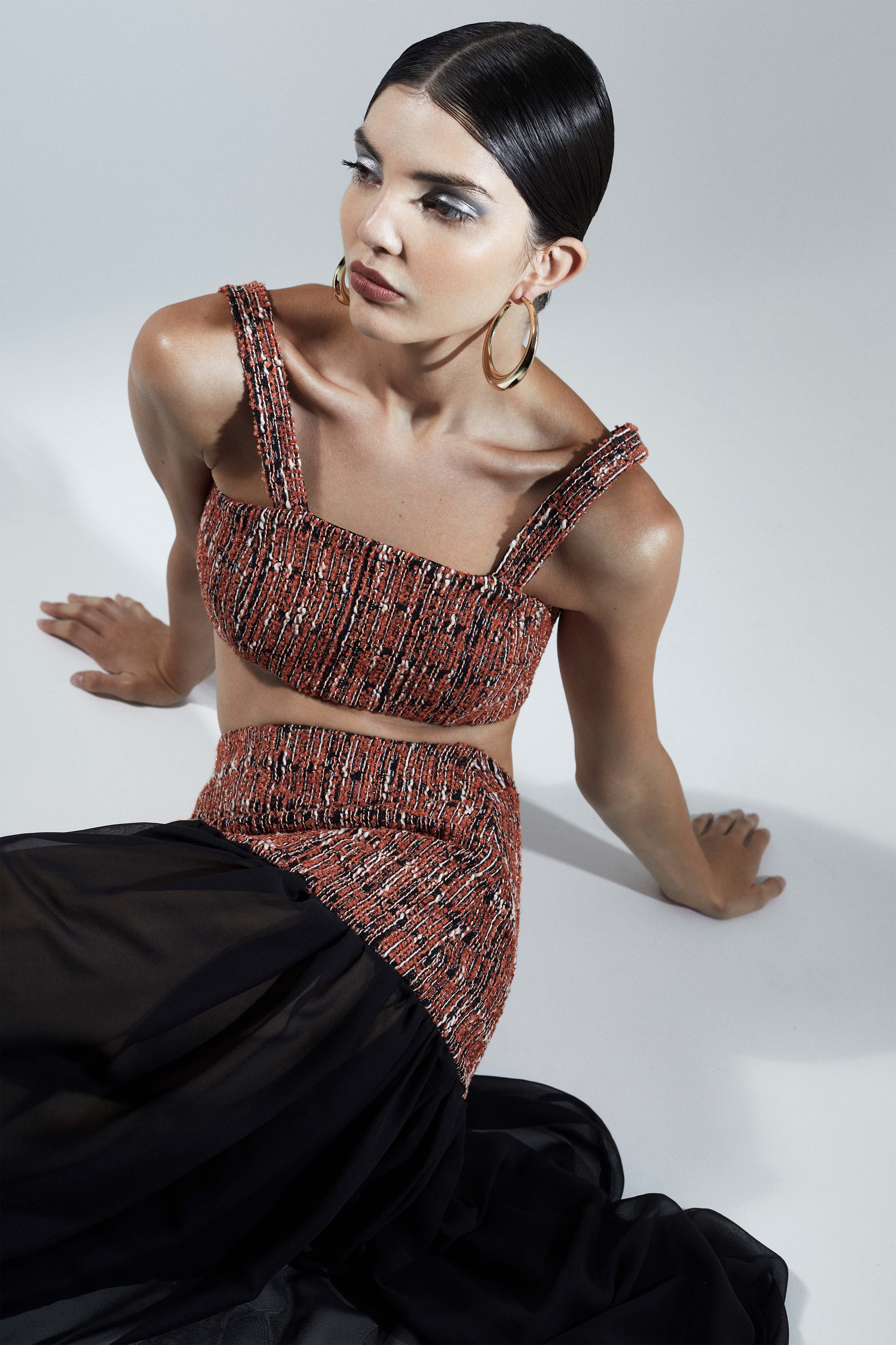 The Ethiquette Kay Crop Top Tweed Ensemble Bohème