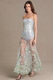 Oh Polly Embellished Robe Corset Tulle 15753 Vert Sauge