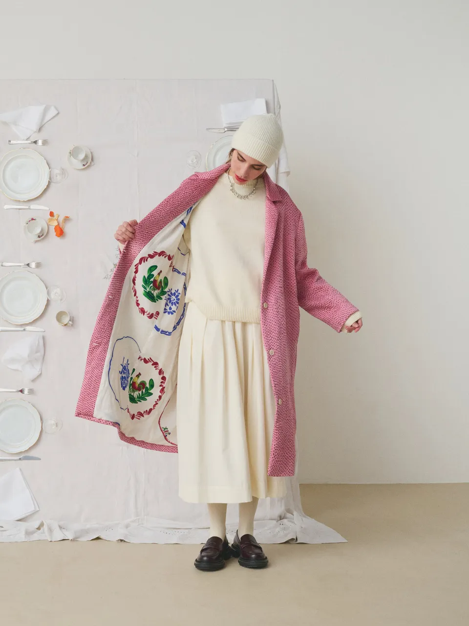 Mii à table Manteau Doniv Les Unis manteau soie matelassé