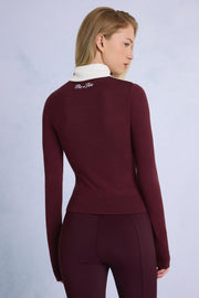 Oh Polly Tops BT2411 haut tricot bordeaux col roulé