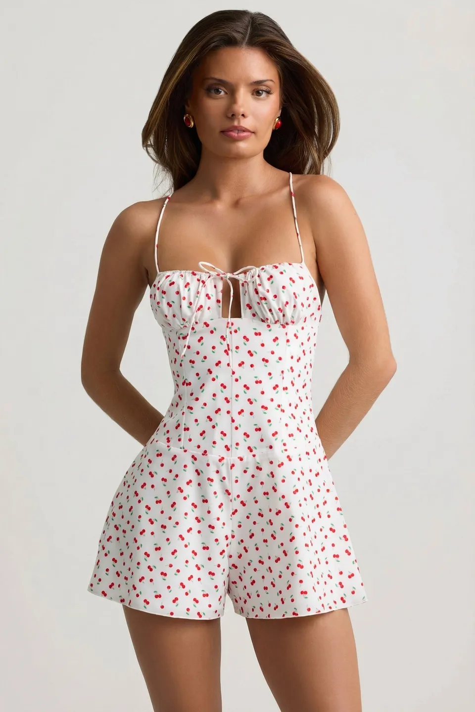 Oh Polly Helaia combishort cerise dos nu fleuri