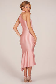 Oh Polly Giada 15923 robe midaxi satin blush foulard