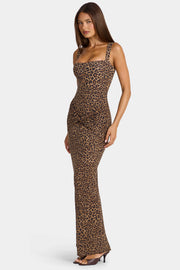 Oh Polly Robe maxi Elenna col carré léopard modal