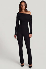 Oh Polly Jumpsuits combinaison noire modal épaules dénudées