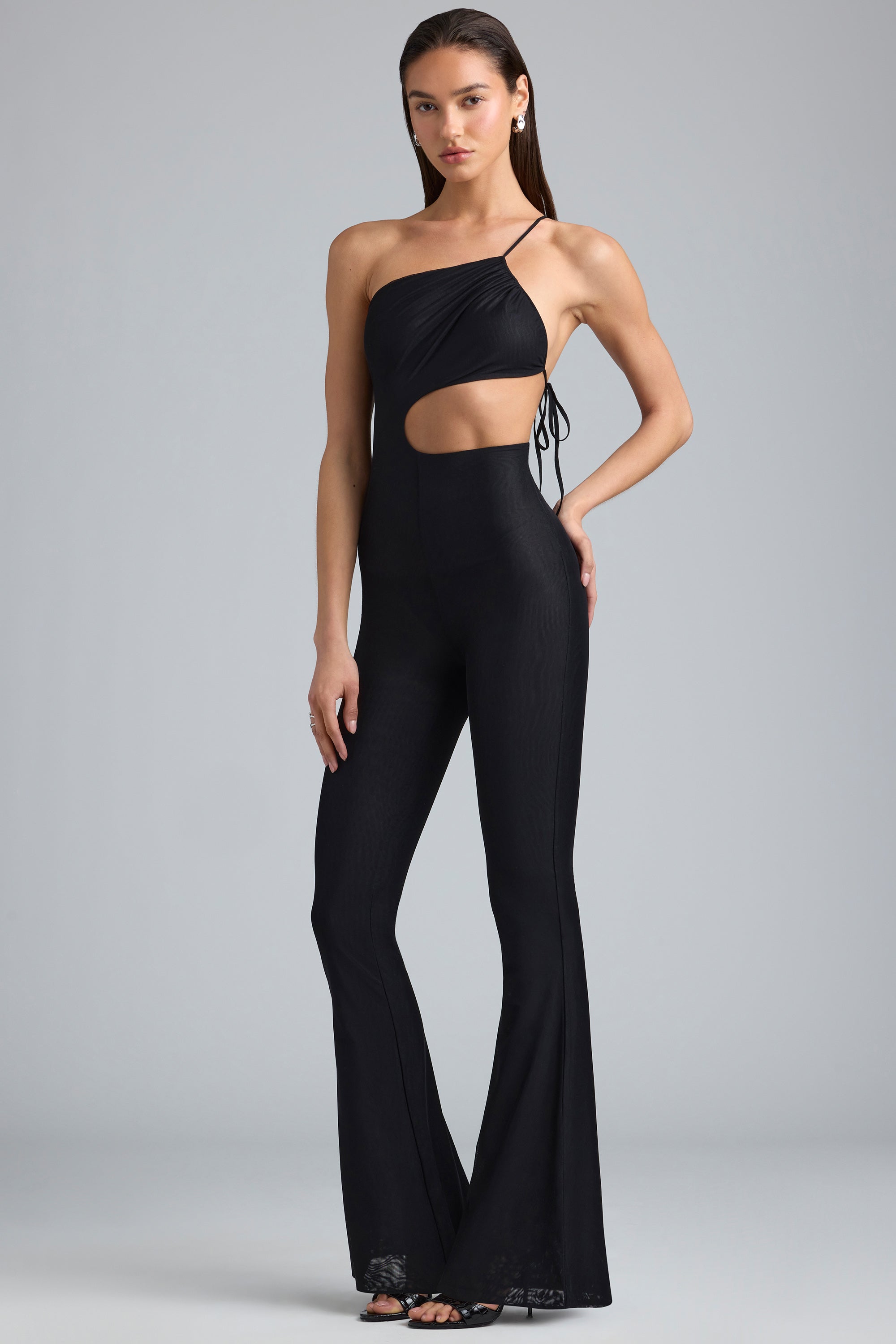Oh Polly Jumpsuits 8183 combinaison évasée noire Black métal