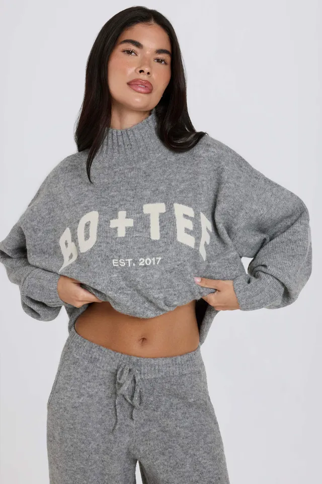 Oh Polly Pull Oversize Gris Col Roulé Maille Douce