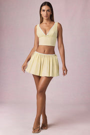 Oh Polly Skirts Mini Jupe Jaune Rayée Coton Élastique