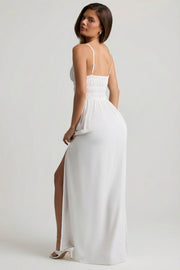 Oh Polly Olyssia robe maxi blanche bretelles smockée