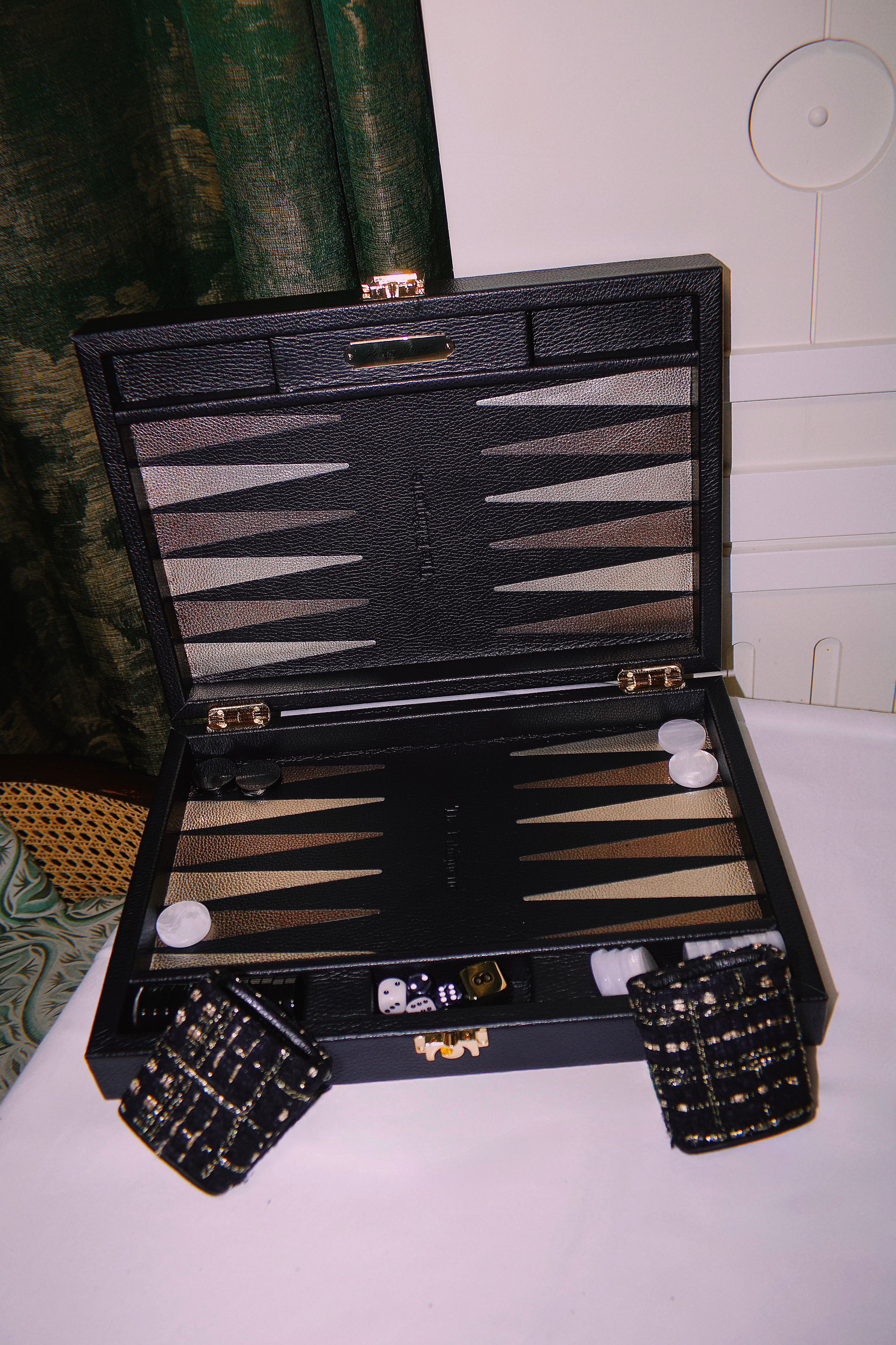 The Ethiquette Maison Backgammon Empyrée cuir tweed 50 cm