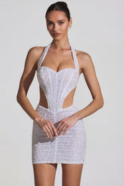 Oh Polly Embellished Robe Lucia Blanche Mini Perles