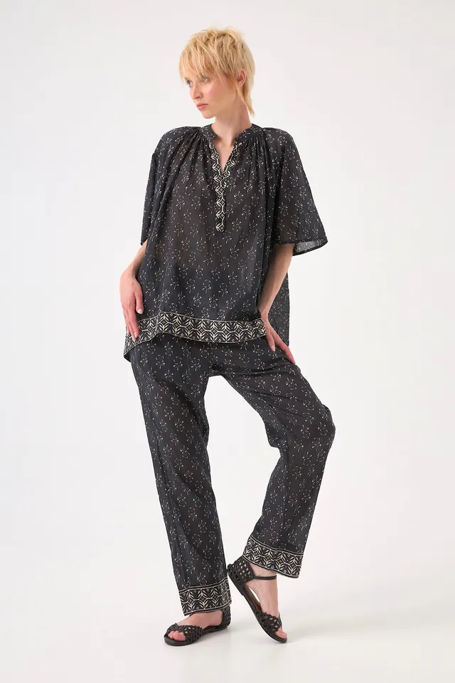 Chicosoleil Bernie pantalon fluide fleurs vagabondes 100% coton