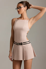 Oh Polly Dresses Leilani robe mini plissée mushroom dos nu