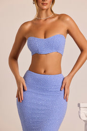 Oh Polly Loire Top Corset Bustier Bleu Perles