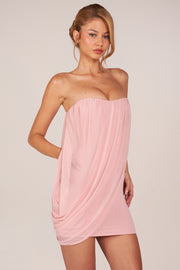 Oh Polly Dresses Alessandra Mini Robe Blush Pink Drapée