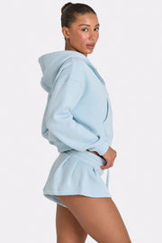 Oh Polly hoodie zip oversize bleu clair polaire