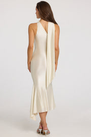 Oh Polly Shaya 11995 Robe midaxi ivoire asymétrique
