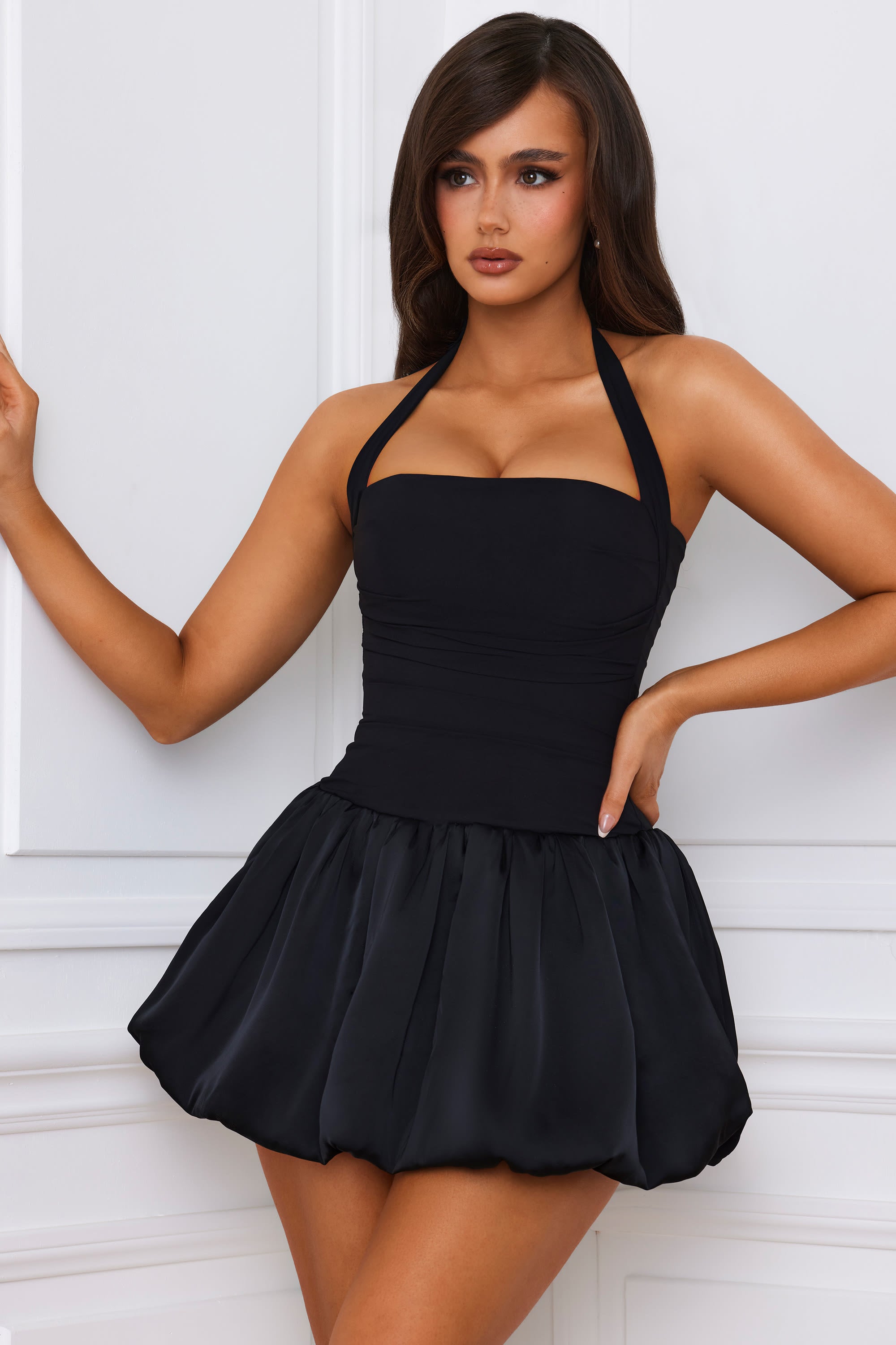Oh Polly Ludmila robe mini corset noir dos lacé