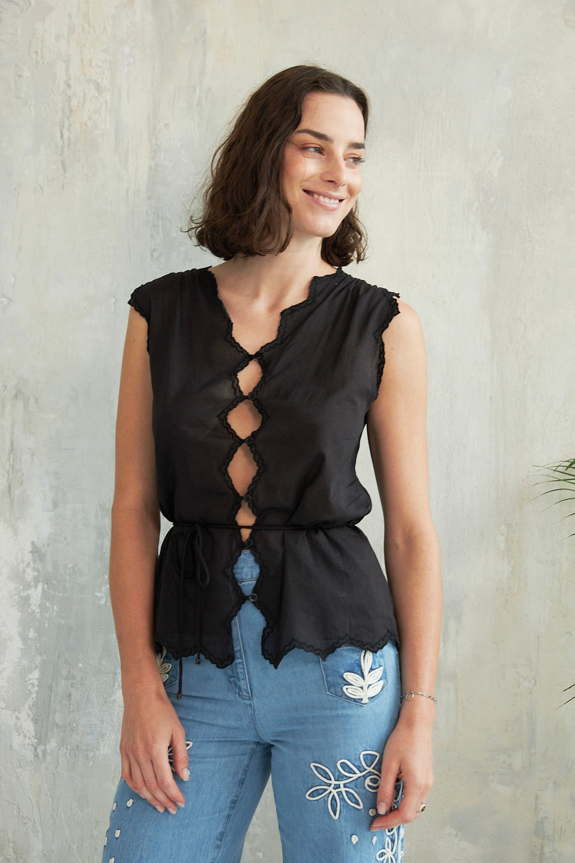 Chicosoleil Dev top réversible dentelle noir