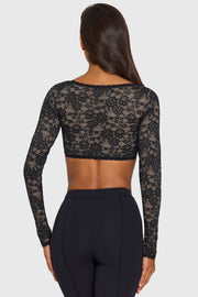 Oh Polly Tops Scout Crop Top Dentelle Noir Stretch