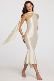 Oh Polly Shaya 11995 Robe midaxi ivoire asymétrique