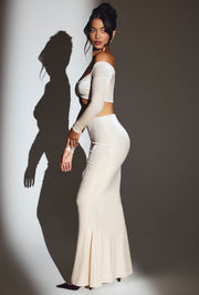 Oh Polly Tops Top Crop Adele Ivoire Velours Épaules Nues