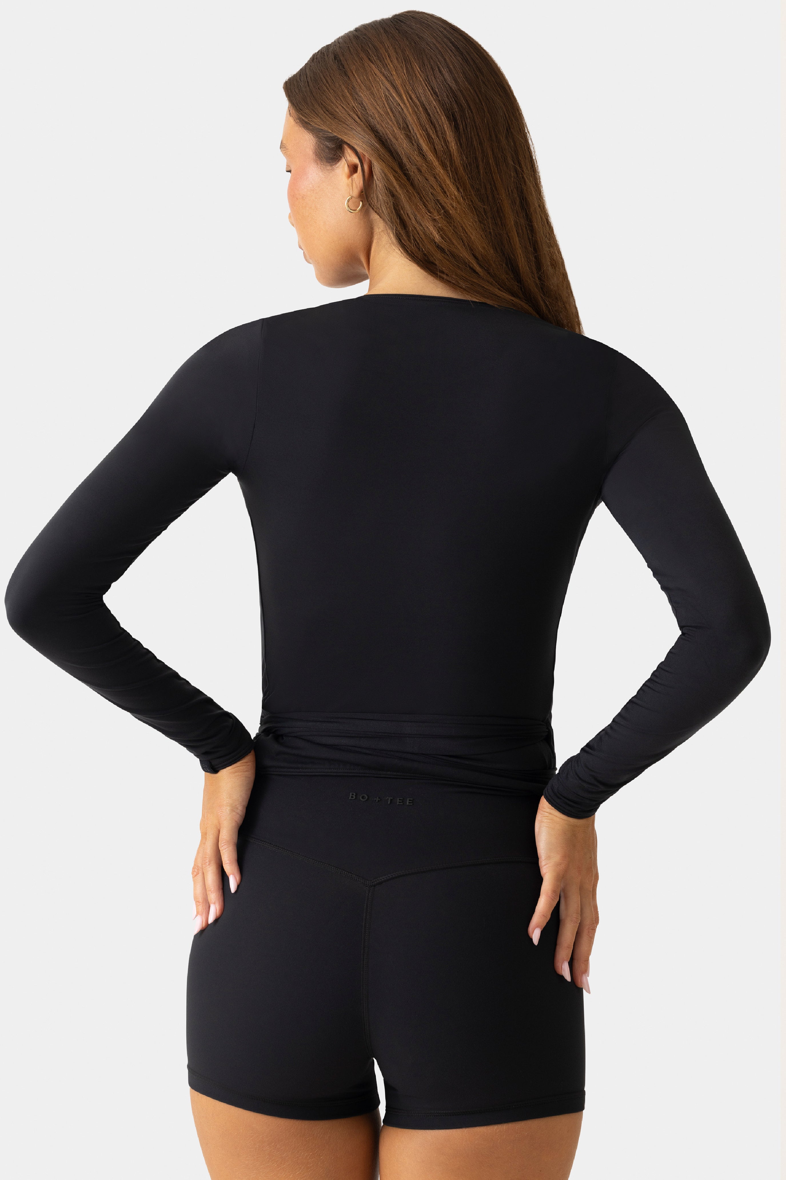 Oh Polly Bo+Tee Haut Cache-Cœur Noir Jersey Doux