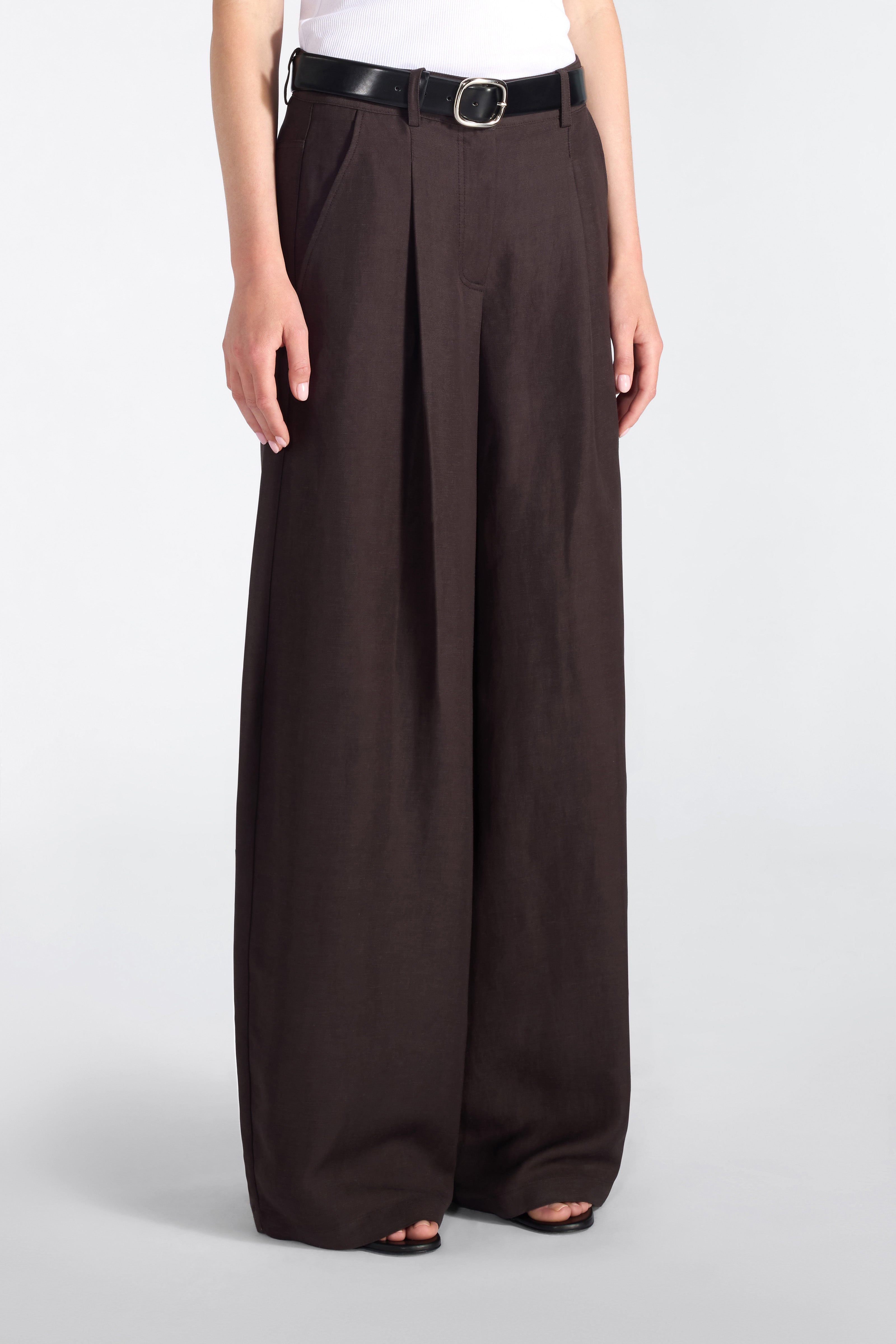 Liviana Conti Gareth pantalon palazzo lin fondente