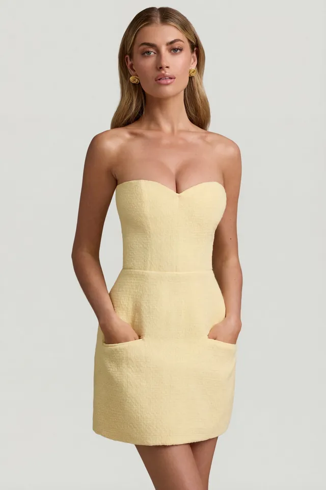 Oh Polly Taia robe mini bustier jaune pastel corset