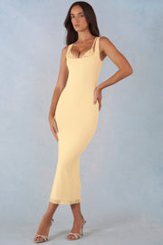 Oh Polly Sorelle robe midi jaune beurre dentelle modal