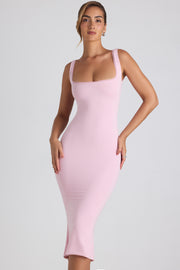 Oh Polly Navi robe midaxi rose pâle dentelle modal